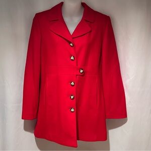 Vintage Women's Stunning Red Wool Blend Blazer Coat Size 4